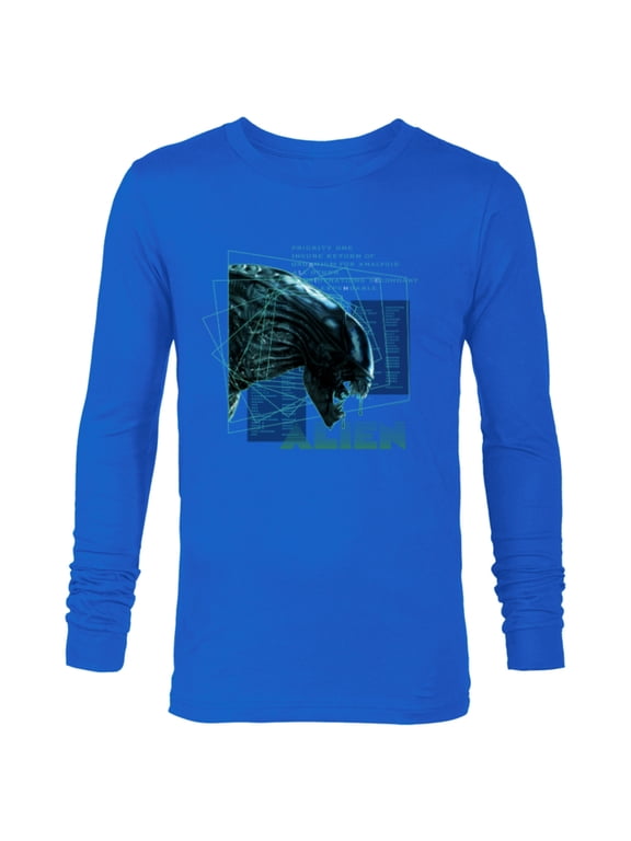 Alien 45th Anniversary Movie Xenomorph Priority One Logo - Long Sleeve T-Shirt for Men - Customized-Navy