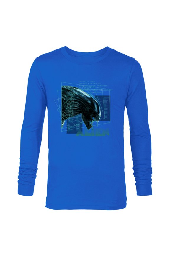 Alien 45th Anniversary Movie Xenomorph Priority One Logo - Long Sleeve T-Shirt for Men - Customized-Navy