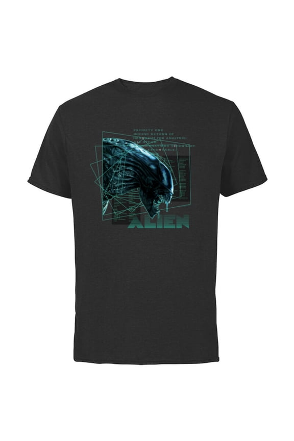 Alien 45th Anniversary Movie Xenomorph Priority One Logo - Short Sleeve Cotton T-Shirt for Adults - Customized-Black
