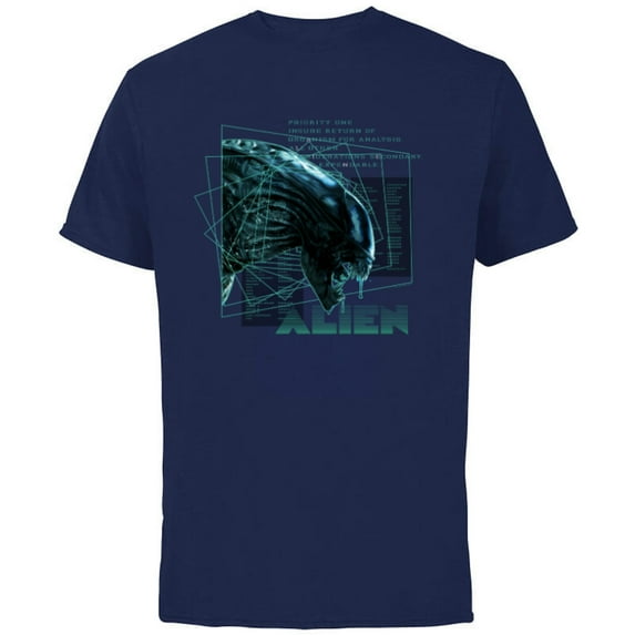 Alien 45th Anniversary Movie Xenomorph Priority One Logo - Short Sleeve Cotton T-Shirt for Adults - Customized-Navy