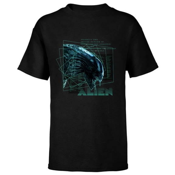 Alien 45th Anniversary Movie Xenomorph Priority One Logo - Short Sleeve T-Shirt for Kids - Customized-Black