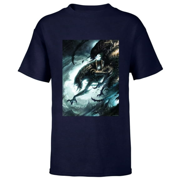 Alien 45th Anniversary Mutant Xenomorph Graphic Novel Art - Short Sleeve T-Shirt for Kids - Customized-Navy