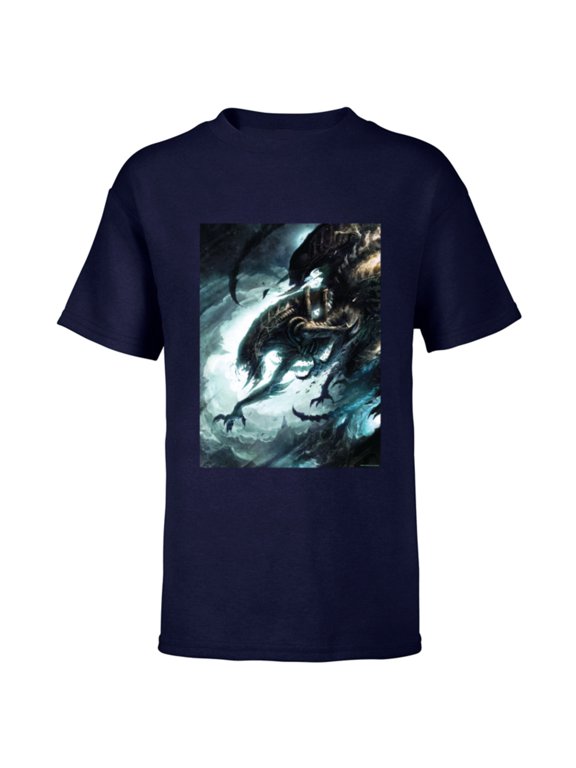 Alien 45th Anniversary Mutant Xenomorph Graphic Novel Art - Short Sleeve T-Shirt for Kids - Customized-Navy