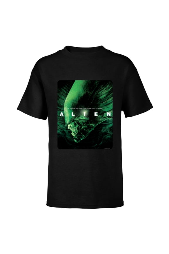 Alien 45th Anniversary Xenomorph 1979 Movie Poster In Space - Short Sleeve T-Shirt for Kids - Customized-Black