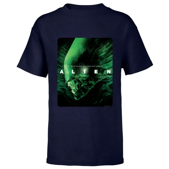 Alien 45th Anniversary Xenomorph 1979 Movie Poster In Space - Short Sleeve T-Shirt for Kids - Customized-Navy