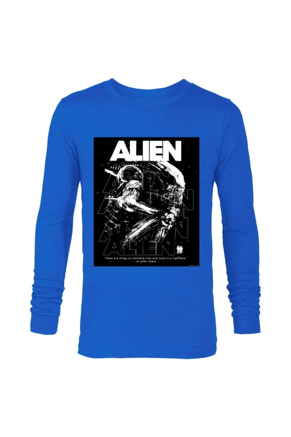 Alien 45th Anniversary Xenomorph 1979 Nightmare Movie Poster - Long Sleeve T-Shirt for Men - Customized-Navy