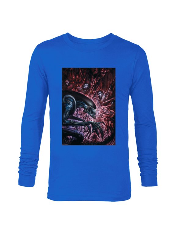 Alien 45th Anniversary Xenomorph Cocooned Graphic Novel Art - Long Sleeve T-Shirt for Men - Customized-Navy