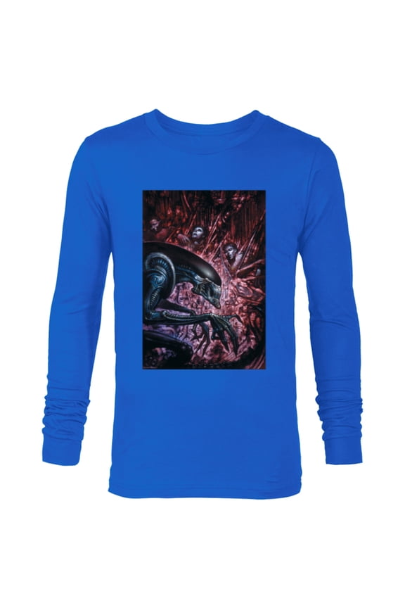 Alien 45th Anniversary Xenomorph Cocooned Graphic Novel Art - Long Sleeve T-Shirt for Men - Customized-Navy