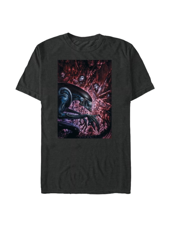 Alien 45th Anniversary Xenomorph Cocooned Graphic Novel Art - Short Sleeve Blended T-Shirt for Adults - Customized-Dark Heather