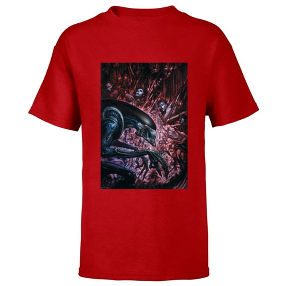 Alien 45th Anniversary Xenomorph Cocooned Graphic Novel Art - Short Sleeve T-Shirt for Kids - Customized-Red