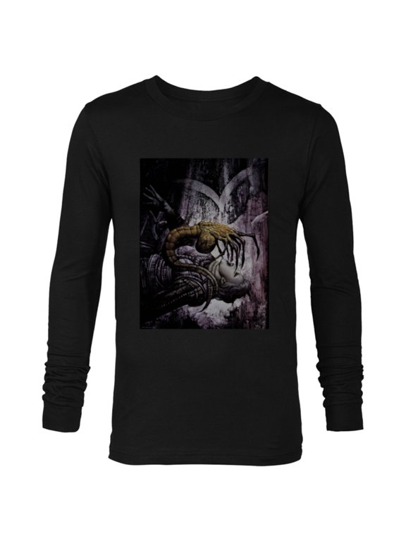 Alien 45th Anniversary Xenomorph Facehugger Attacking Art - Long Sleeve T-Shirt for Men - Customized-Black