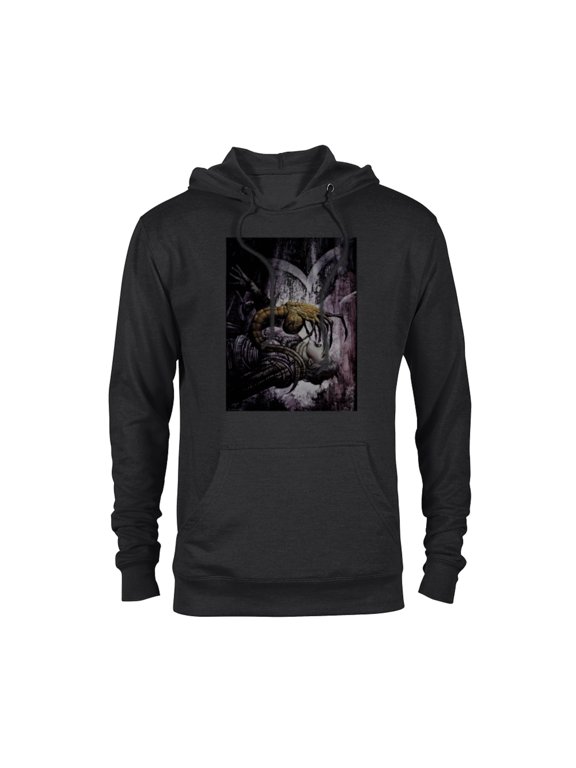 Alien 45th Anniversary Xenomorph Facehugger Attacking Art - Pullover Hoodie for Adults - Customized-Black