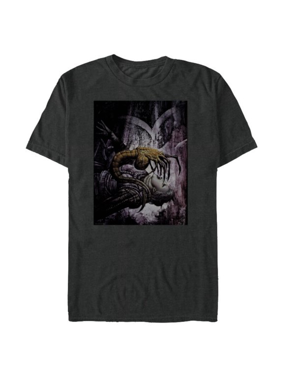Alien 45th Anniversary Xenomorph Facehugger Attacking Art - Short Sleeve Blended T-Shirt for Adults - Customized-Dark Heather