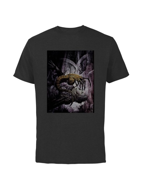 Alien 45th Anniversary Xenomorph Facehugger Attacking Art - Short Sleeve Cotton T-Shirt for Adults - Customized-Black