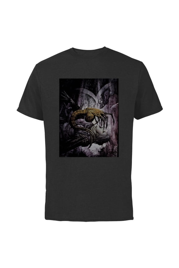 Alien 45th Anniversary Xenomorph Facehugger Attacking Art - Short Sleeve Cotton T-Shirt for Adults - Customized-Black