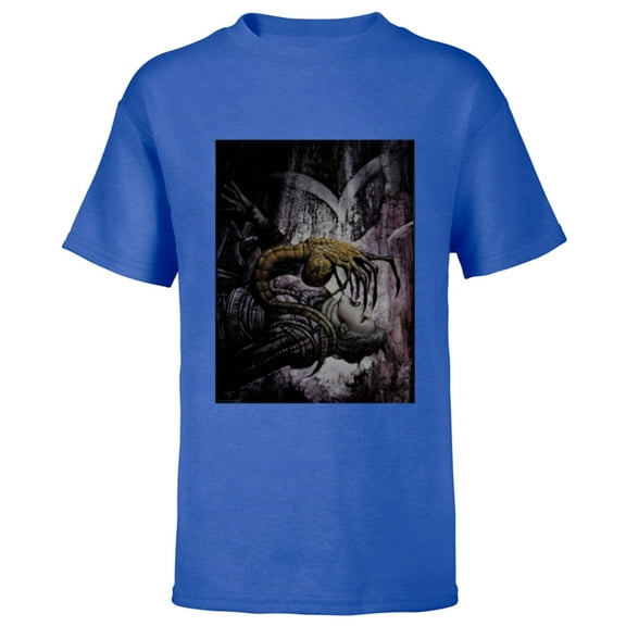 Alien 45th Anniversary Xenomorph Facehugger Attacking Art - Short Sleeve T-Shirt for Kids - Customized-Royal