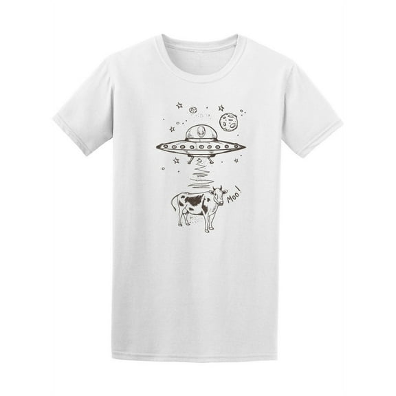 Alien Abduct Cow Doodle  T-Shirt Men -Image by Shutterstock, Male x-Large