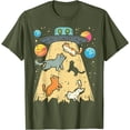 thumbnail image 1 of Alien Abduction Cats UFO Flying Saucer Space Unisex T-Shirt for Men Women Kids,Military Green Color,Size 2XL, 1 of 5