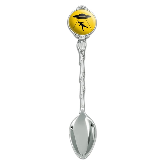 Alien Abduction Hazard Warning Sign Novelty Collectible Demitasse Tea Coffee Spoon