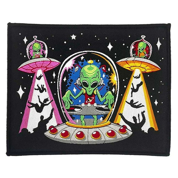 Alien Abduction Rave - Woven Patch - 5" x 4"