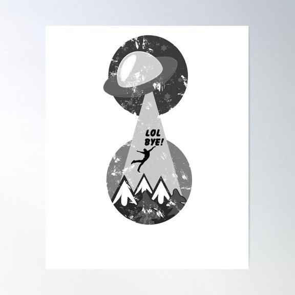 Alien Abduction, Spaceship, Funny Ufo T-Shirt Poster Wall Art, Modern Wall Decor For Living Room Bedroom, 8x12 UNFRAMED