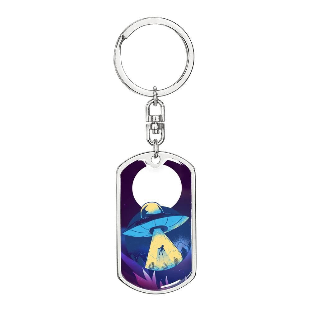 Alien Abduction Dog Tag Keychain Stainless Steel Silver Tone or Gold ...