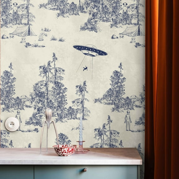 Alien Abduction Toile de Jouy Wallpaper