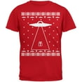 thumbnail image 1 of Alien Abduction Ugly Christmas Sweater Red Adult T-Shirt - 2X-Large, 1 of 1