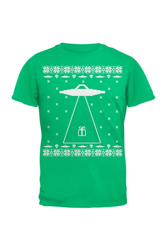 Alien Abduction Ugly Sweater Green Youth T-Shirt