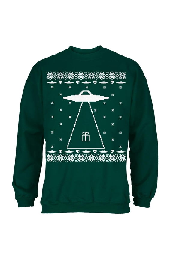 Alien Abduction Ugly XMAS Sweater Forest Adult Sweatshirt - Medium