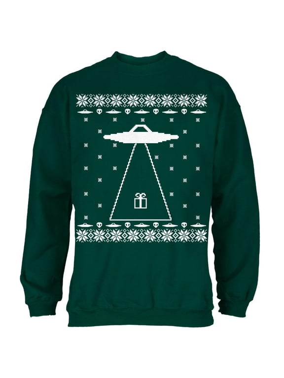 Alien Abduction Ugly XMAS Sweater Forest Adult Sweatshirt - Small