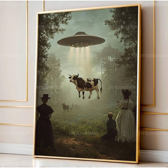 Alien Abduction Wall Art Print Victorian Landscape Decor