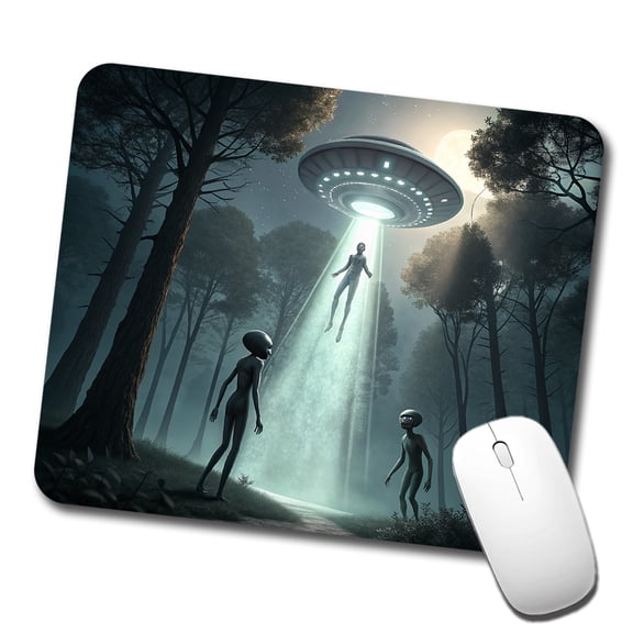 Alien Abduction in the Woods Sci-fi Mouse Pad Low Profile Gaming Mat