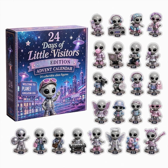 Alien Advent Calendar 2026, 24 Days of Little Visitors with 24 Collectible Alien Figures, Christmas Countdown Gift for Kids