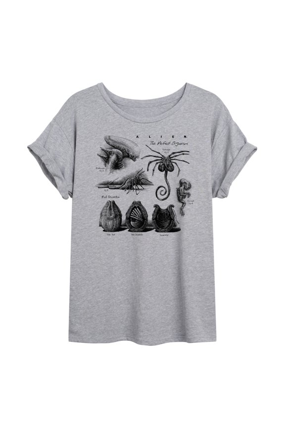 - Alien Diagram - Juniors Oversized Graphic T-Shirt