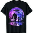 thumbnail image 1 of Alien And Bigfoot Full Moon Sasquatch UFO T-Shirt, 1 of 5