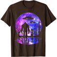 thumbnail image 1 of Alien And Bigfoot Full Moon Sasquatch UFO Unisex T-Shirt for Men Women Kids Toddler,Dark Chocolate Color,Size L, 1 of 5