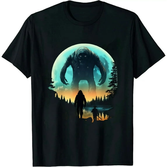 Alien And Bigfoot Moon T-Shirt 0484