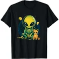 thumbnail image 1 of Alien And Cat Funny Cat Selfie With Alien Vintage Ufo Unisex T-Shirt, 1 of 2