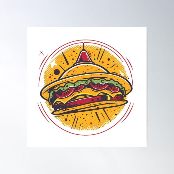 Alien And Tacos Poster Wall Art, Modern Wall Decor For Living Room Bedroom, 30x30 UNFRAMED