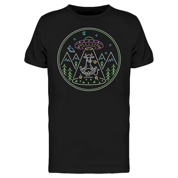 Alien And Ufo Neon T-Shirt Men -Image by Shutterstock, Male Small