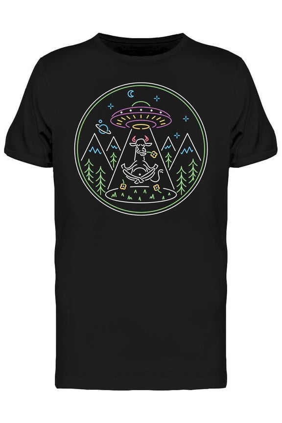 Alien And Ufo Neon T-Shirt Men -Image by Shutterstock, Male Small