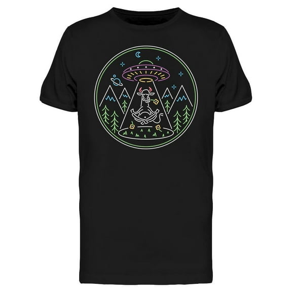 Alien And Ufo Neon T-Shirt Men -Image by Shutterstock, Male x-Large