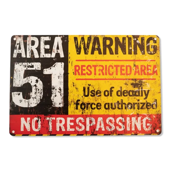 Alien Area 51 Restricted Area Metal Sign  8 x 12 UFO Wall Decor