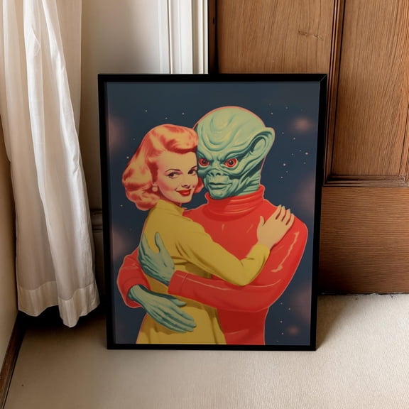 Alien Art Print Vintage Scifi Surrealist Wall Decor 1950s