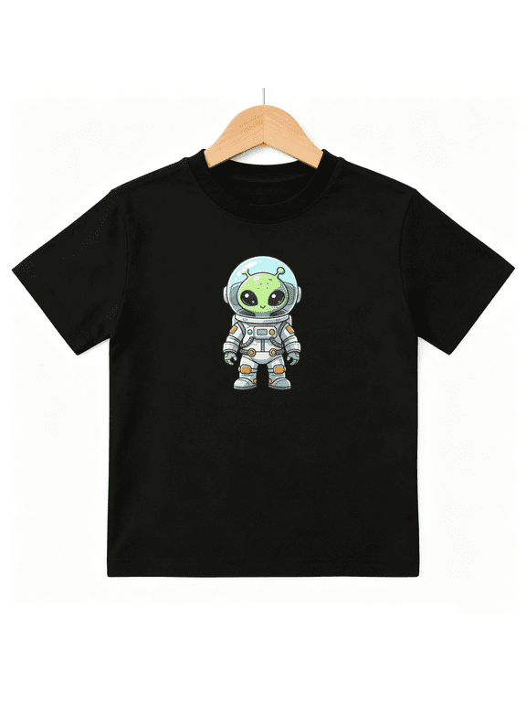 Alien Astronaut Space Boys Graphic Tees Galaxy Kids T-Shirt 100% Cotton Short Sleeve Tops Ages 4-13Y