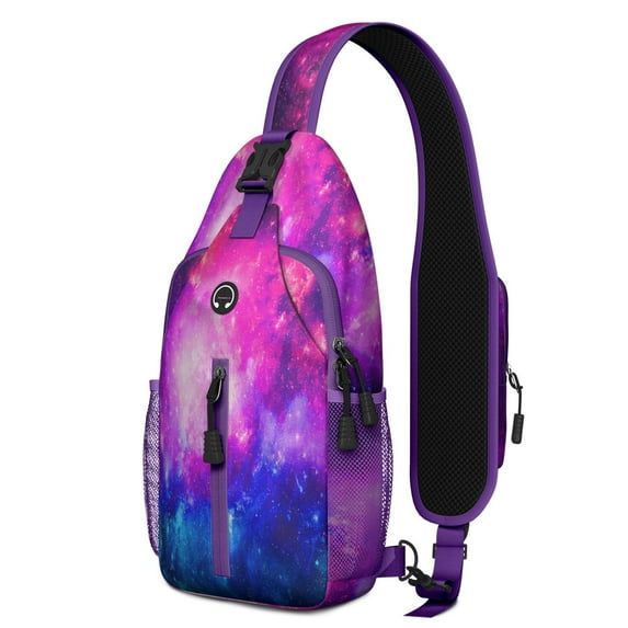 Alien Astronaut Spacecraft Sling Backpack, Galaxy Moon Star Crossbody Daypack for Women and Adults, Sci-Fi Travel Bag