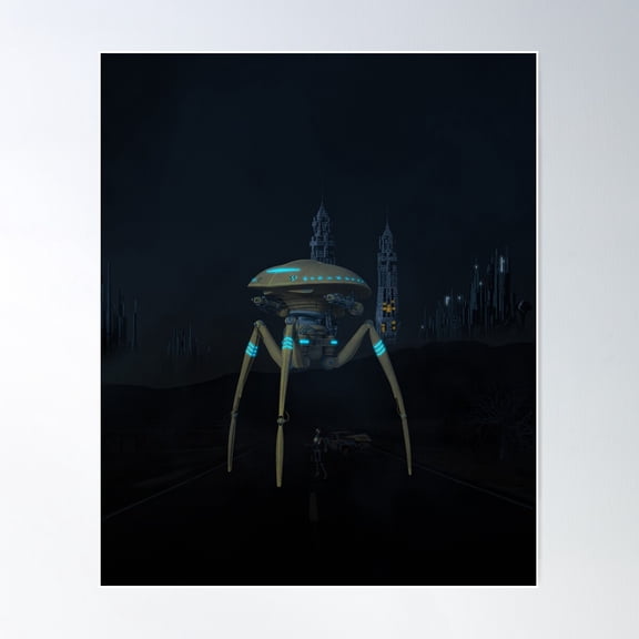 Alien Attack Photo Manipulation Poster Wall Art, Modern Wall Decor For Living Room Bedroom, 8x12 UNFRAMED