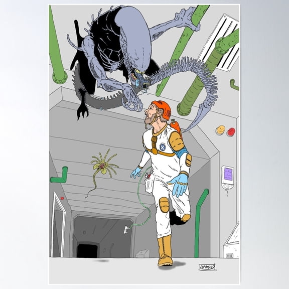 Alien Attack Poster Wall Art, Modern Wall Decor For Living Room Bedroom, 8x12 UNFRAMED
