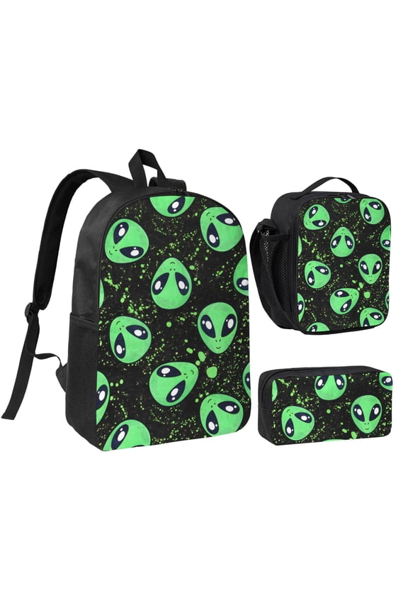 Alien Backpack Set 3pc ,Backpack with Lunch Bag and Bag 17 Inch